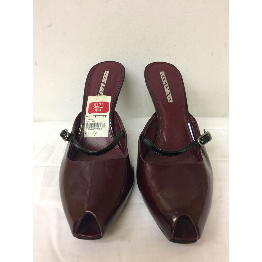 Via Spiga Womens Red open toes Toe Slip  Heels Leather slip on shoes Sz 8 M
